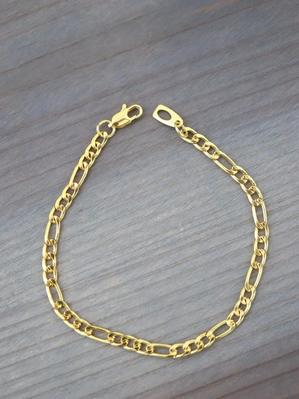 4.5mm Figaro Chain Bracelet 18k Gold Plated Stainless Steel